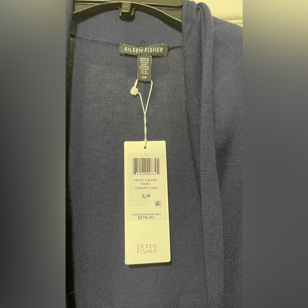 NWT Eileen Fisher Midnight Tencel Knit Duster Long Cardigan S/P - Picture 4 of 6